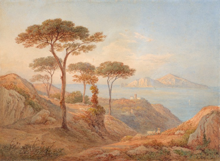 Rudolf M&uuml;ller - Blick &uuml;ber den Golf von Sorrent auf die Insel Capri, undatiert, undatiert
